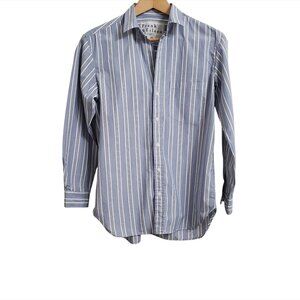 Frank & Eileen Womens Joedy Shirt XS Striped Blue White Button Up Long S…